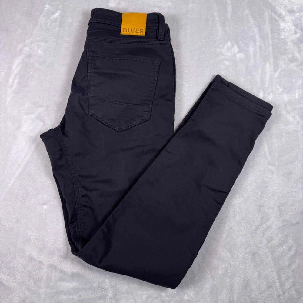 DU/ER No Sweat N2X Slim Fit Pants Mens 31x32 Black Performance Commuter Trousers